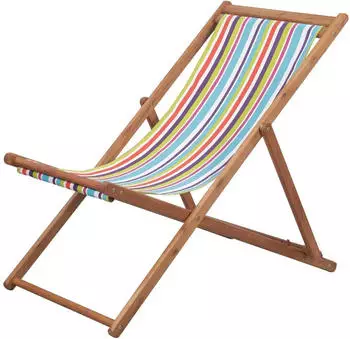 vidaXL Eucalyptus Wood Folding Beach Chair multicolor vidaXL Eucalyptus Wood Folding Beach Chair multicolor