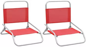 vidaXL Set Folding Beach Chairs red