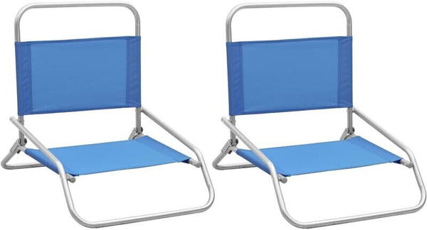 vidaXL Set Folding Beach Chairs blue