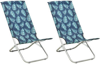 vidaXL Folding Beach Chairs Set blue leaves