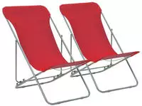 vidaXL Klappbare Strandst&uuml;hle 2 Stk. Stahl und Oxford-Gewebe Rot