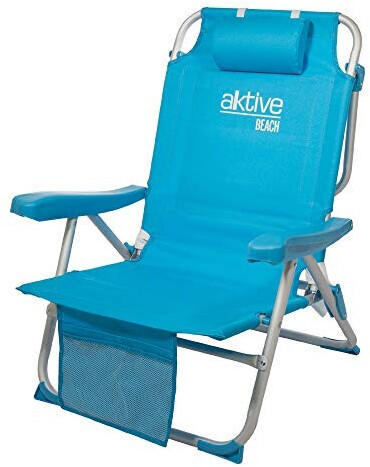 Aktive Beach Folding Chair Backpack 5 Position Aluminium blue