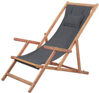 vidaXL Klappbarer Strandstuhl Stoff und Holzrahmen Grau