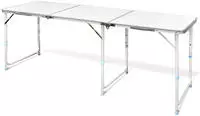 vidaXL Campingtisch zusammenklappbar h&ouml;henverstellbar Aluminium 180 x 60 cm