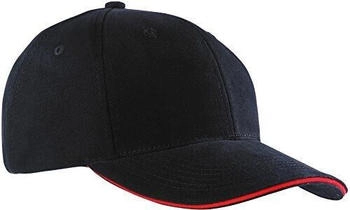 Myrtle Beach Panel Sandwich Cap MB024 100%BW schwarz rot