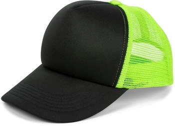 styleBREAKER Trucker Cap 5-Panel Mesh Cap schwarz neongrün