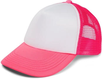 styleBREAKER Trucker Cap 5-Panel Mesh Cap weiß neonpink