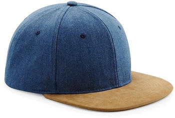 Beechfield Unisex-Snapback-Kappe Wildlederimitat denim-blau