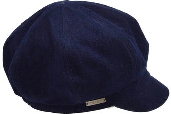 Seeberger Hats Jeansstoff Ballonmütze mit Kunstfelldetail (019755-00000-6095-M) marine/camel