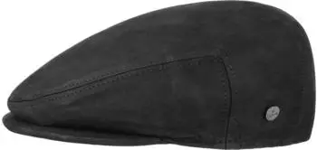 Lierys Inglese-Nappa/Wax Flatcap schwarz