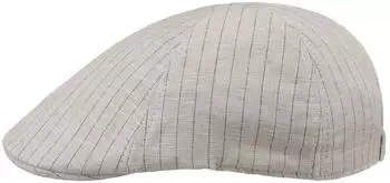 Lipodo Classic Stripes Leinen Flatcap beigemeliert