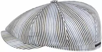 Stetson Lindaco Driver Flatcap Striped Design Leinen-Seide-Mix (stw-6873704) weiß-blau
