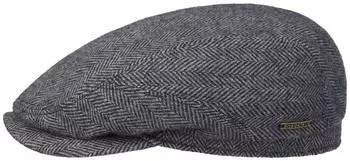 Stetson Driver Cap Wool Herringbone Flatcap (6380502) blau-grau