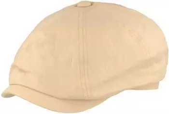 Breiter 8-Panel Flat Cap Hanf mittelbeige