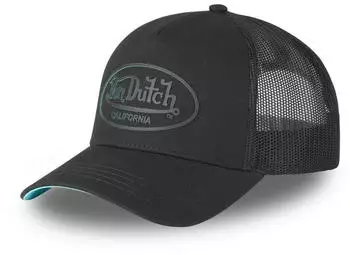 Von Dutch Trucker Cap Classic Rubber (VD/1/CB/LOG/19) schwarz mit t&uuml;rkisfarbenem revers