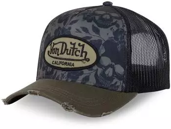 Von Dutch Savage Trucker Cap, verstellbar, Snapback (VD/1/CT/PRINT/01) khaki/schwarz/grün