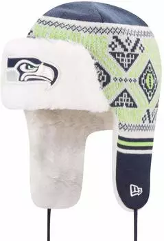 New Era NFL Festive Trapper Winterm&uuml;tze mit Kunstpelz (NEKNT-80505115-FSTRP-NF-SS) seattle seahawks