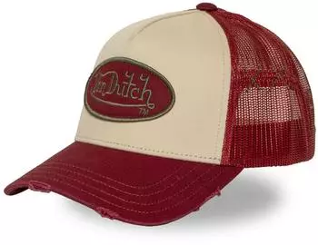 Von Dutch Trucker Mesh Snapback Cap Vintage Patch (VD1CTUSED16) garnet/white