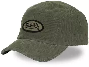Von Dutch 5-Panel Cord Clip-Back Cap Logo Patch (VD/1/C5P/VEL/03TU) oliv