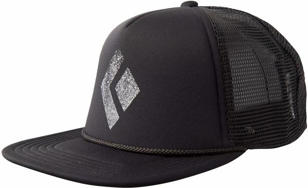 Black Diamond Flat Bill Trucker Hat Cap Black/White