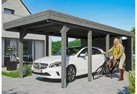 Skanholz Einzelcarport "Friesland Set 2" Massivholz 270 cm dunkelgrau