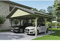 Skanholz Doppelcarport "Wallgau" Massivholz 530 cm Gr&uuml;n mit Dachlattung
