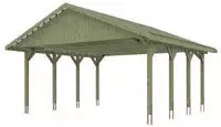 Skanholz Doppelcarport "Wallgau" Massivholz 530 cm Gr&uuml;n mit Dachlattung