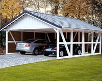 Skanholz Doppelcarport "Schwarzwald" Massivholz 560 cm Wei&szlig; 684x600cm, mit