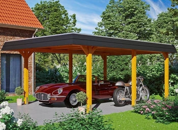Skan Holz Einzelcarport Wendland 409x628 cm 210 cm Einfahrtshöhe hellbraun