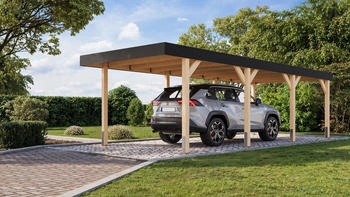 Karibu Einzelcarport 312,5x724 cm 211,5 cm Einfahrtsh&ouml;he aus kesseldruckimpr&auml;gniertem Massivholz