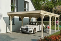 Skanholz Einzelcarport "Grunewald" Leimholz natur mit Aluminiumdach