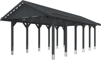Skan Holz Einzelcarport Wallgau 430x900 cm 215 cm Einfahrtshöhe mit Dachlattung Schiefergrau