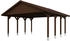 Skan Holz Doppelcarport Wallgau 620x600 cm 215 cm Einfahrtshöhe mit roten Dachschindeln Nussbaum