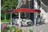 Skan Holz Einzelcarport Wendland 362x628 cm 206 cm Einfahrtshöhe mit Aluminiumdach rote Blende Weiß