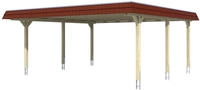 Skanholz Doppelcarport "Wendland" Leimholz 550 cm Nussbaum mit Aluminiumdach, rote