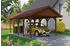 Skan Holz Einzelcarport Wallgau 430x750 cm 215 cm Einfahrtshöhe mit roten Dachschindeln Nussbaum