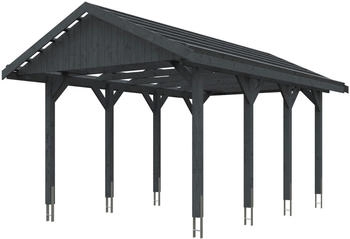 Skan Holz Einzelcarport Wallgau 380x600 cm 215 cm Einfahrtshöhe mit Dachlattung Schiefergrau