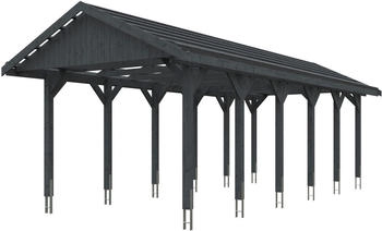 Skan Holz Einzelcarport Wallgau 380x900 cm 215 cm Einfahrtshöhe mit Dachlattung Schiefergrau