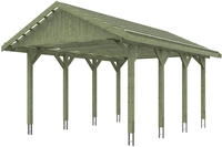 Skanholz Einzelcarport "Wallgau" Massivholz 340 cm Gr&uuml;n mit Dachlattung