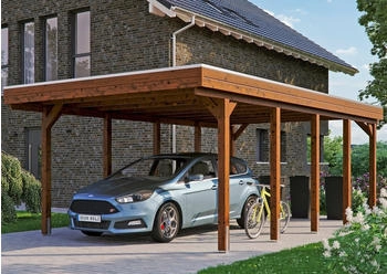 Skan Holz Einzelcarport Friesland 397x708 cm 221 cm Einfahrtsh&ouml;he braun