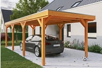 Skanholz Einzelcarport "Grunewald" Leimholz hellbraun mit Aluminiumdach