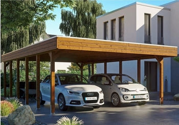 Skan Holz Einzelcarport Friesland 557x860 cm 221 cm Einfahrtsh&ouml;he braun