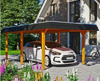 Skan Holz Einzelcarport Wendland 362x628 cm 206 cm Einfahrtsh&ouml;he hellbraun