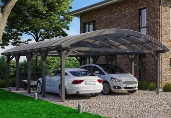 Skan Holz Doppelcarport Franken 635x969 cm 220 cm Einfahrtshöhe dunkelgrau