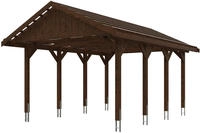 Skanholz Einzelcarport "Wallgau" Massivholz 340 cm Nussbaum mit Dachlattung
