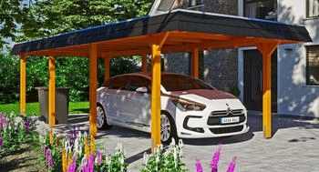 Skan Holz Einzelcarport Wendland 362x870 cm 206 cm Einfahrtsh&ouml;he hellbraun