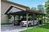 Skan Holz Doppelcarport Wallgau 620x750 cm 215 cm Einfahrtshöhe mit roten Dachschindeln Schiefergrau