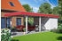 Skan Holz Einzelcarport Wendland 409x870 cm 210 cm Einfahrtshöhe mit Abstellraum mit EPDM-Dach rote Blende Weiß