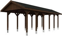 Skanholz Einzelcarport "Wallgau" Massivholz 291 cm Nussbaum mit schwarzen