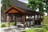 Skan Holz Einzelcarport Wallgau 380x900 cm 215 cm Einfahrtshöhe mit schwarzen Dachschindeln Nussbaum